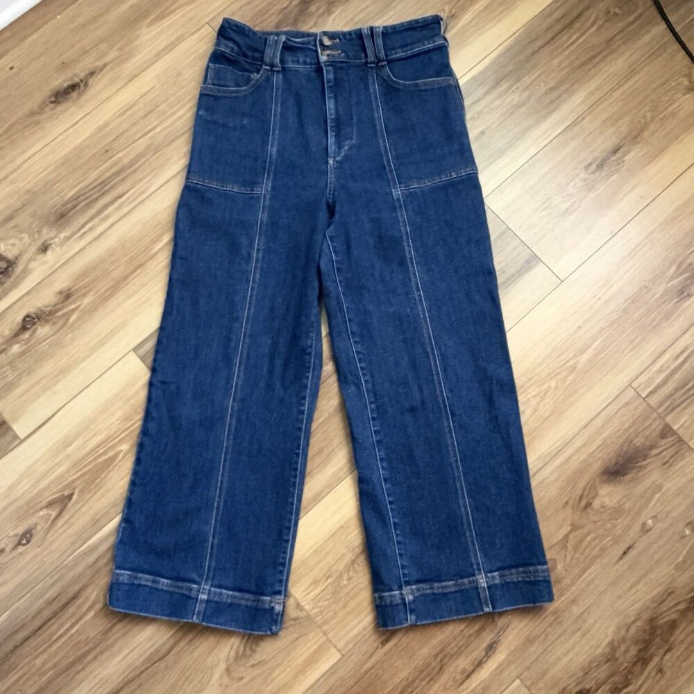 Anthropologie Pilcro The Skipper High Rise Wide Leg Cropped Jeans Medium Wash 31